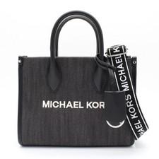 Borsa shopper MICHAEL KORS Mirella Top Zip Denim nera a 2 vie ferramenta argento