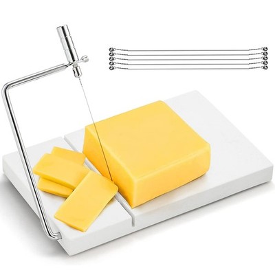 ZEAYEA Cheese Slicer, Marble Cheese Cutter with 6 Wires, 8'' L x 5'' W Heavy Du...