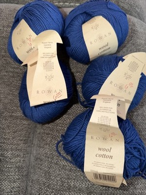 Rowan Wool Cotton Yarn Lot Of 5 Blue  Wool Skein 50g