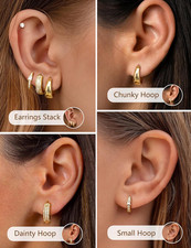 Small 14K Gold Plated Huggie Hoop Earrings Set
