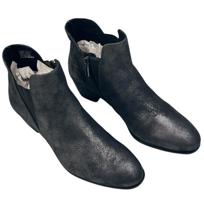 Munro Jackson Black Metallic Leather Chelsea Boot Womens 10M Block Heel New $230