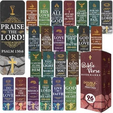 96 Pack Inspirational Bookmarks with Bible Verses - Bulk Religious Gifts