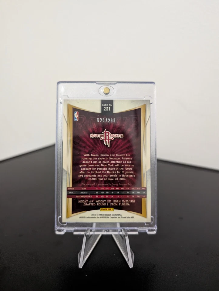 Camiseta deportiva Panini Select Chandler Parsons 211 Rookie Auto RC #25/299 2012-13 #d 1/1 Foto 2 de 2