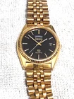 Seiko Men's Quartz  Presidential Watch Gold/Black Vintage Day/Date Working