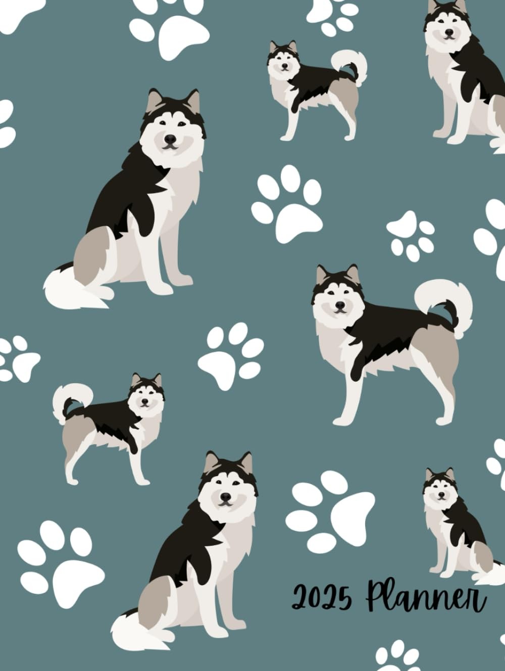 2025 Planner: Malamute Dog Paw Print Pattern Cover - Dated Weekly | eBay