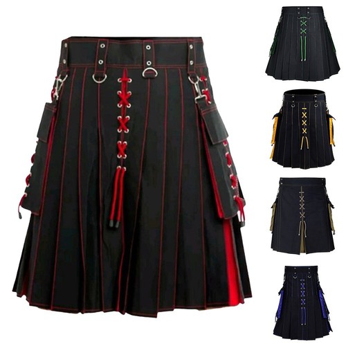 Heiß Mode Männerrock Schottisch Festival Frühling Kilts Leichte Dehnung - Bild 5 von 36