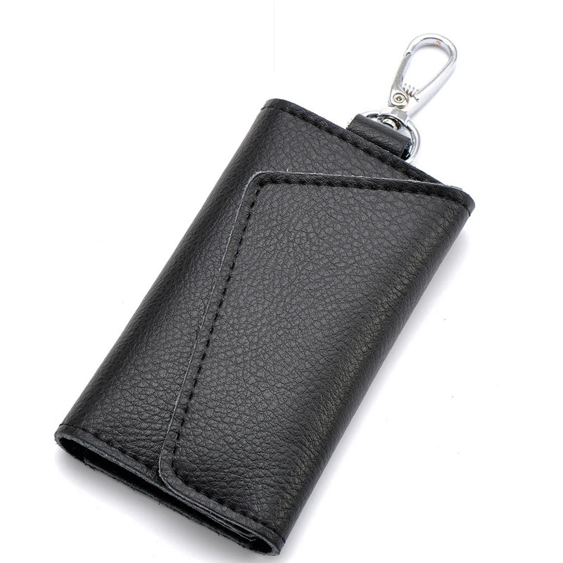 Genuine Leather Keychain Men Women Key Holder Organizer Pouch Cow Split Car Key image 2
