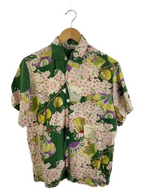 SUN SURF Aloha Shirt, Size M, Rayon, Green Floral Pattern, SS33563