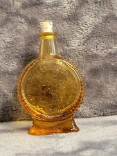 Wheaton In Silver We Trust 1896 AMBER Miniature Bottle w/ Cork Glass NJ Vintage