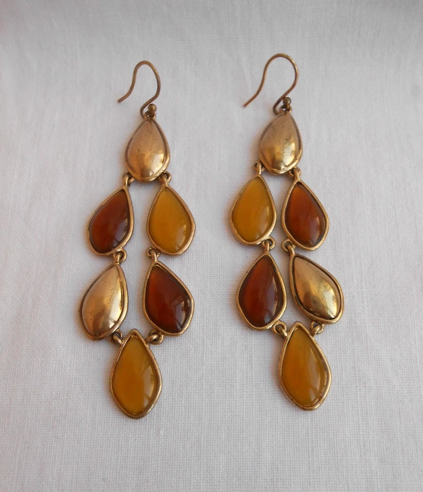 ORECCHINI firma LC LIZ CLAIBORNE per fori nei colori ambra/marrone/giallo - Immagine 2 di 4