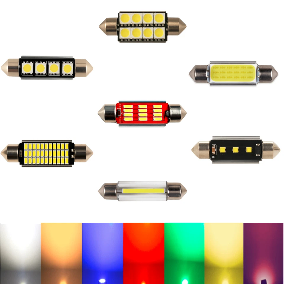 LED 43 mm Soffitten Innenraum Beleuchtung warmweiß blau rot Ersatz 12V PKW Auto