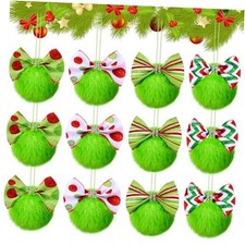 12 Pcs Christmas Lime Green Furry Ball Ornaments Hanging Christmas Classic