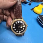 Vtg Timex Telephone Marlin Men Dress Leather Mechanical Wind 34mm Watch 7 1/2"