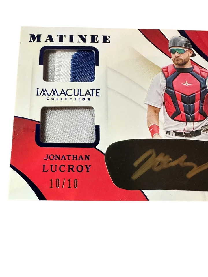 Jonathan Lucroy 2020 Panini Immaculate Auto Patch Relic 10/10 Eyeblack SSP - Image 4 of 4