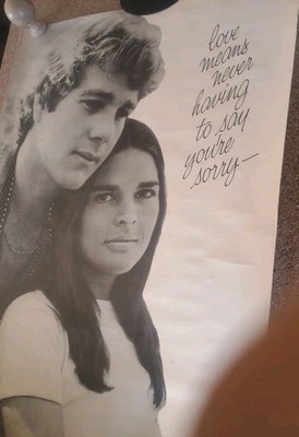 Love means never having to say you're sorry Poster 70 Paramount Love Story Rare