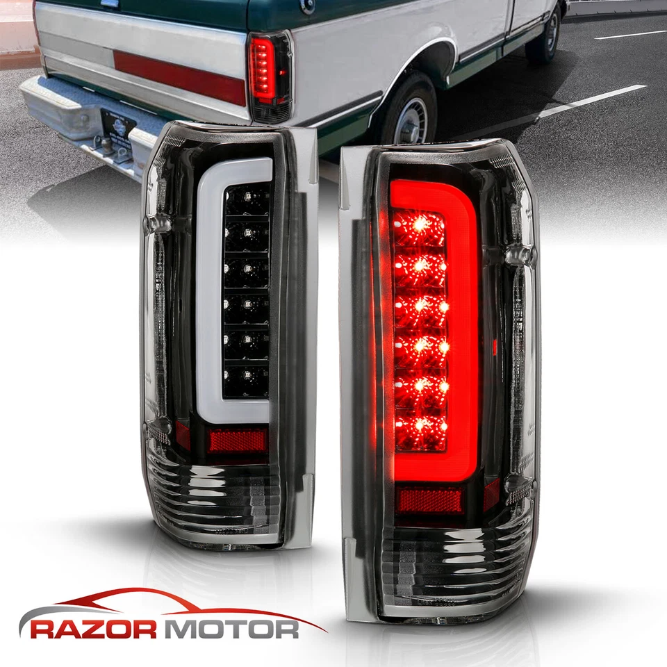 For 89-97 Ford F150 F250 F350 Bronco Red C-Shape LED Black Taillights Brake Lamp - Image 2 of 4