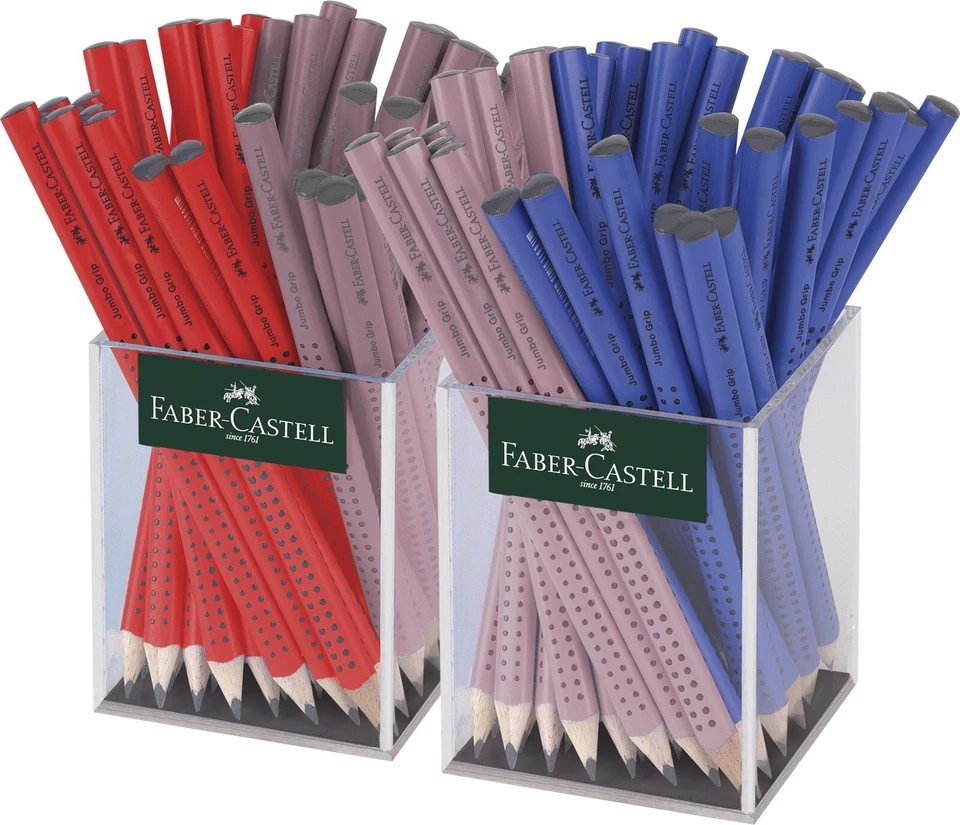 FABER-CASTELL 2024 Faber Castell Jumbo Grip Bleistift B dick Dreikant blau rot rose-shadows
