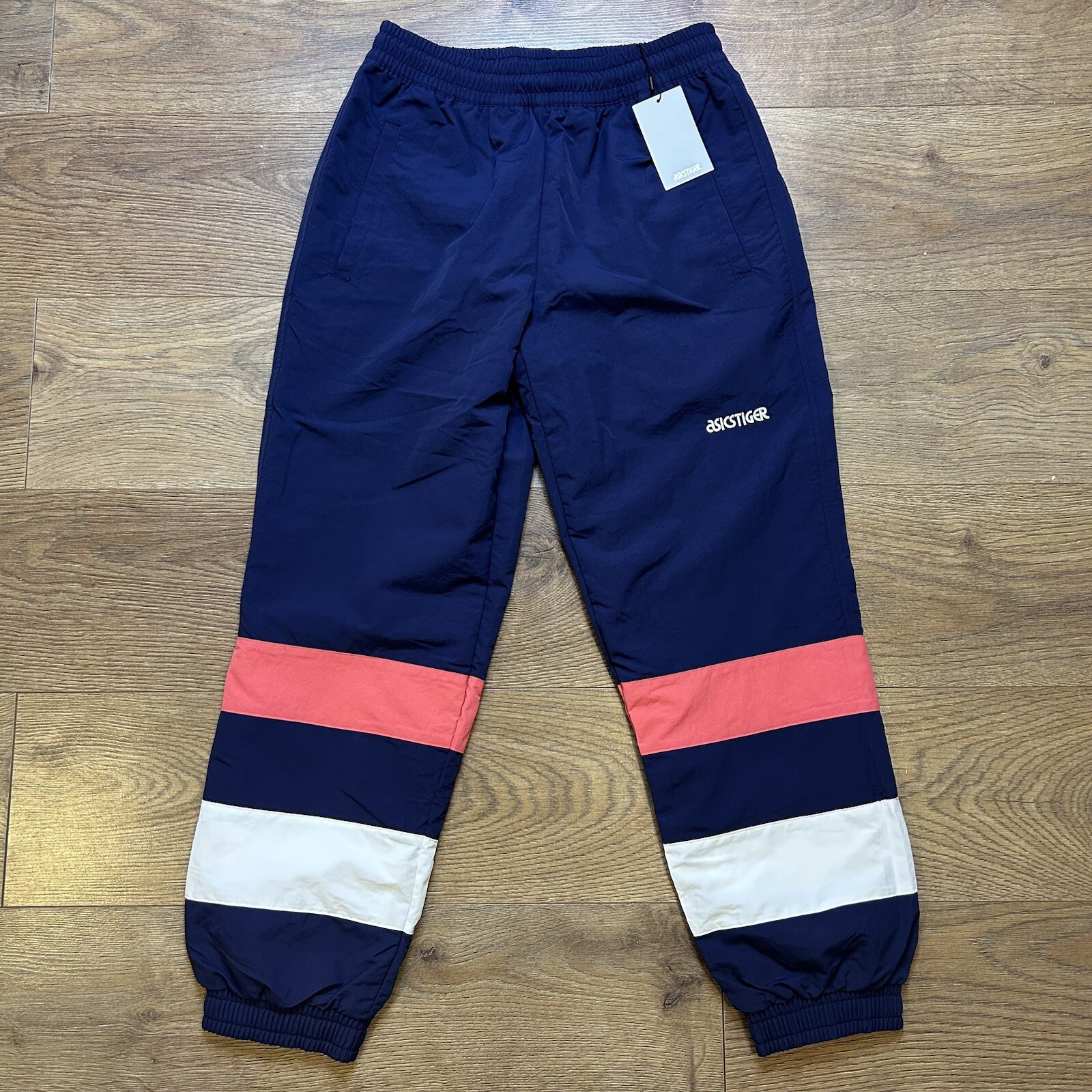 Asics Tiger Men's Shell Tracksuit Bottoms Size Small Joggers Sweatpants Blue