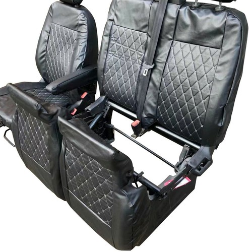 FULLY TAILORED LEATHER QUILTED SEAT COVERS for FORD TRANSIT CUSTOM 2013 on - Picture 10 of 12
