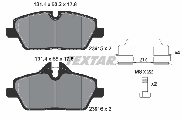 Textar 2391503 Bremsbelagsatz, Scheibenbremse FüR Bmw, Mini-image