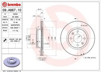 2X Brembo 09.A867.10 Bremsscheibe FüR Hyundai KIA