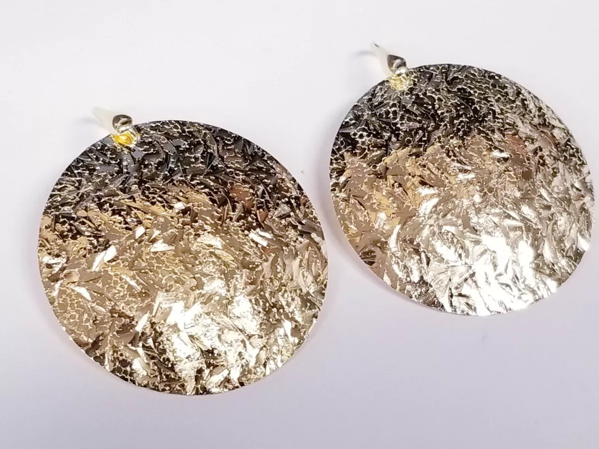 Moda Al Massimo 18k Yellow Gold Over Bronze Textured Disc Dangle