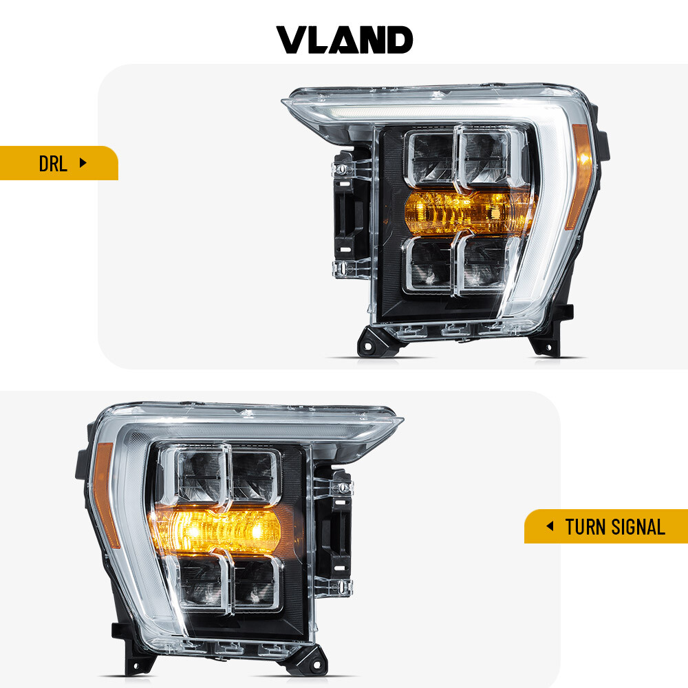 VLAND Coppia Fari Riflettori LED per Ford F-150 2021-23 Fanali Anteriori con LED DRL foto 4