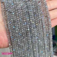 Natural Gray Moonstones Stone Loose Beads 2-4mm Faceted Round Jewelry Accessorie