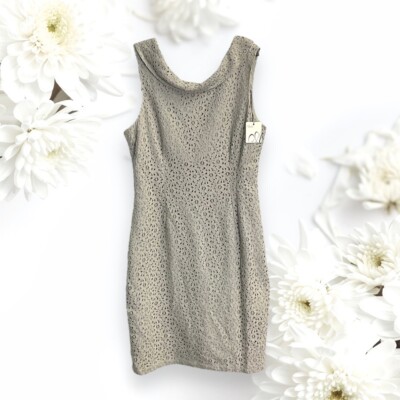 Amelia New w Tag Beige Tan Gray Lined Lace Sleeveless Dress Wm 16 | eBay