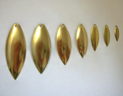 Willow Leaf Spinnerbait Blades * SMOOTH BRASS *   7 sizes to choose from 5 ct
