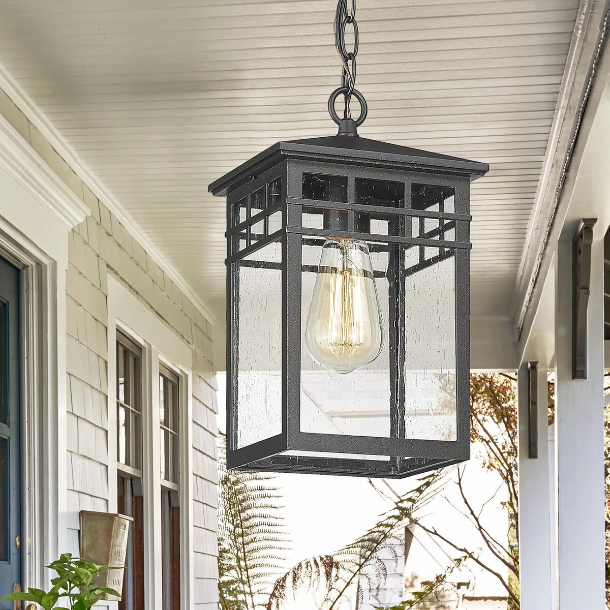 ALL FORTUNE Battery Operated Rattan Chandelier – Hanging Pendant Light With Warm White Bulb, 4xAA Powered, Waterproof IP44 For Patio, Gazebo, Porch, Indoor/Outdoor Boho Decor (2-Pack)