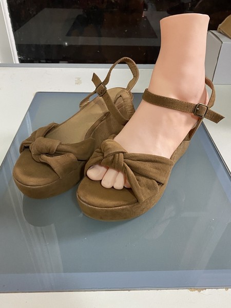 New Look Ladies Size 7 Rust Colour Suede Look Wedge Heel Shoes Excellent Cond