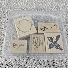 Stampin Up Set of 5 Wood Mount Stamp Set - Great Friend