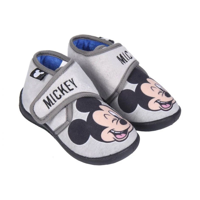 Chaussons demi botte Mickey avec semelle antid rapante Gris Taille