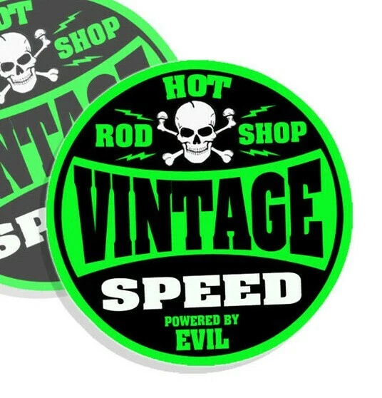 Calcomanías de velocidad de colección impulsadas por pegatinas malvadas Hot Rod Shop VERDE 4" paquete de 2 #764 Foto 2 de 4