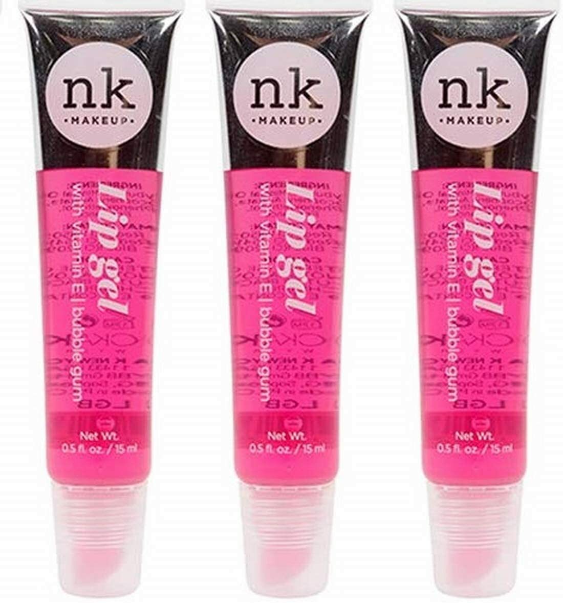NK Makeup Bubble Gum Lip Gel Lip Gloss with Vitamin E Pack of 3
