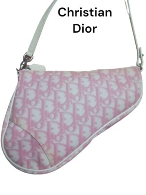 Christian Dior Oblique Saddle Handbag Pink Out of print