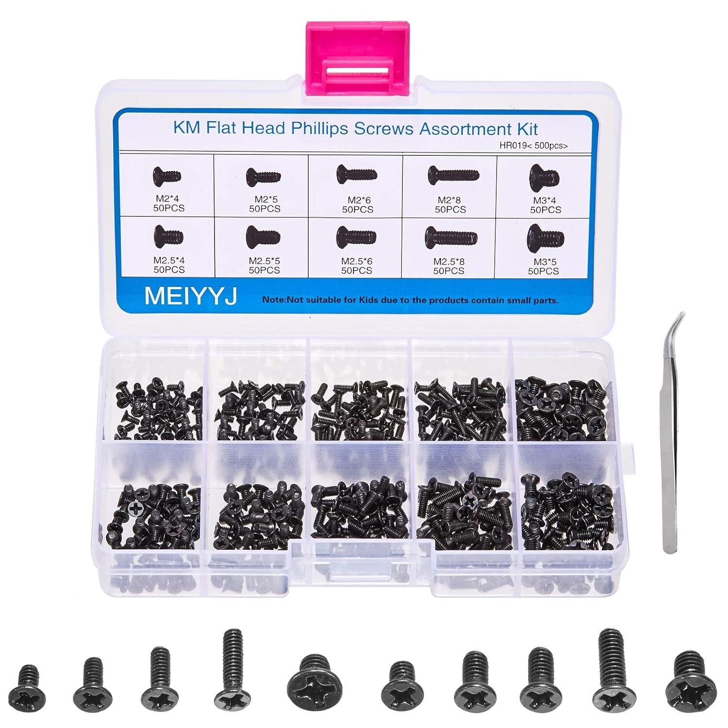 500-Piece M2 M2.5 M3 Laptop Screw Kit for PC Notebook Repair Flat Head
