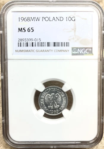 Poland 1968 MW 10 Groszy NGC MS 65 Aluminum