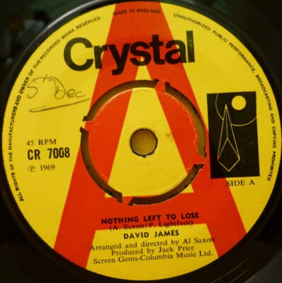 David James Nothing Left To Lose UK 1969 Crystal DEMO 45 EX