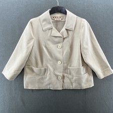 Marni Blazer Jacket Size 38 Uk 10 Womens Wool Linen Crop Cream 3/4 Sleeve Italy