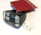 NWT ZSISKA Homage Mondrian Geometric Rectangular Resin Ring Sz M 7-8 Black Gray — photo 3