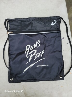 ASICS  Runs Deep  Cinch Sack Backpacks Glow In The Dark Light Weight Black