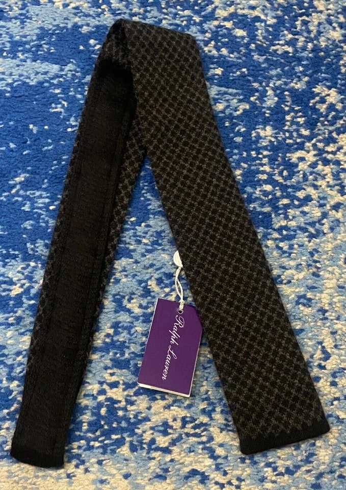 NUEVA Corbata Ralph Lauren Etiqueta Púrpura Negra Gris Hecha a Mano Cachemira Italia Foto 2 de 4