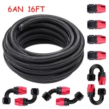 6AN 3/8" 16FT Fuel line Nylon Braided CPE AN6 Fuel Line with 10 Fitting Hose Kit