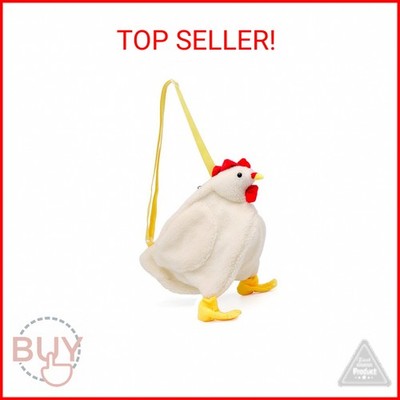 Acxico 1Pcs Women Faux Fur Tote Shoulder Bag Cartoon Chicken Plush Handbag Cross