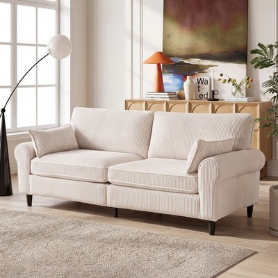 2-Seater Upholstered Sofa,Deep Seat Sofa Couch Upholstered Loveseat w/Wood Frame
