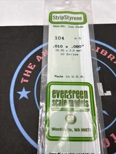 Evergreen Scale. Polystyrene Strips. 14" 104 .010 X .080 (10)