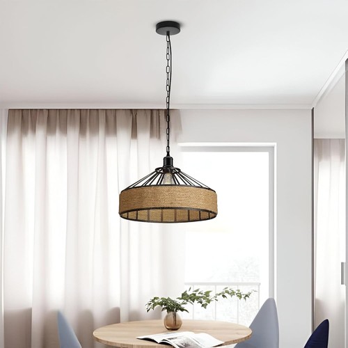 Vintage Retro Industrie Loft Hanfseil Eisen Pendelleuchte Deckenleuchte Retro Lampe UK - Bild 39 von 41