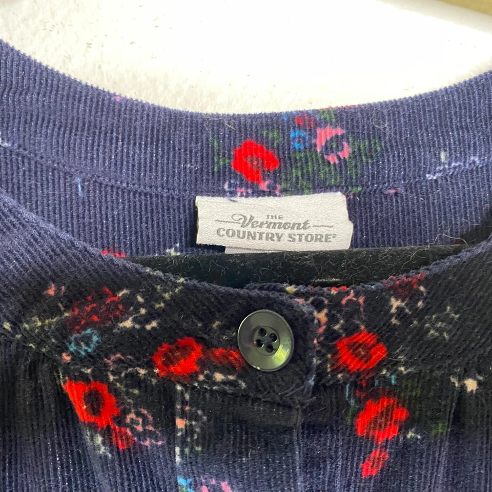 Vestido Vermont Country Store Para Mujer Pana Floral Cottage Core Boho Azul Talla XL Foto 3 de 4